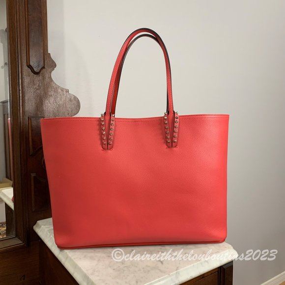 Christian Louboutin Handbags - Louboutin Cabata Large Begonia Pink Leather Studded Tote EUC
